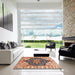 Square Abstract Chestnut Brown Geometric Rug in a Living Room, abs3272