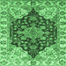 Square Machine Washable Geometric Emerald Green Traditional Area Rugs, wshabs3272emgrn