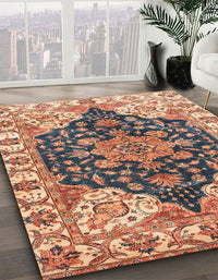 Abstract Chestnut Brown Geometric Rug, abs3272