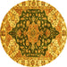 Round Geometric Yellow Traditional Rug, abs3272yw