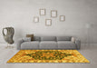 Machine Washable Geometric Yellow Traditional Rug in a Living Room, wshabs3272yw