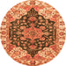 Round Machine Washable Geometric Orange Traditional Area Rugs, wshabs3272org