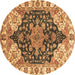 Round Geometric Brown Traditional Rug, abs3272brn