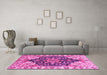 Machine Washable Geometric Pink Traditional Rug in a Living Room, wshabs3272pnk