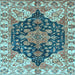 Square Machine Washable Geometric Light Blue Traditional Rug, wshabs3272lblu