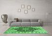 Machine Washable Geometric Emerald Green Traditional Area Rugs in a Living Room,, wshabs3272emgrn