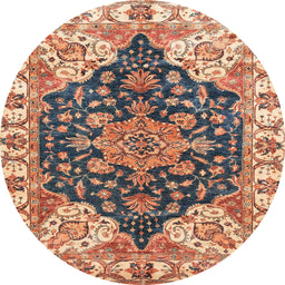Round Machine Washable Abstract Chestnut Brown Rug, wshabs3272
