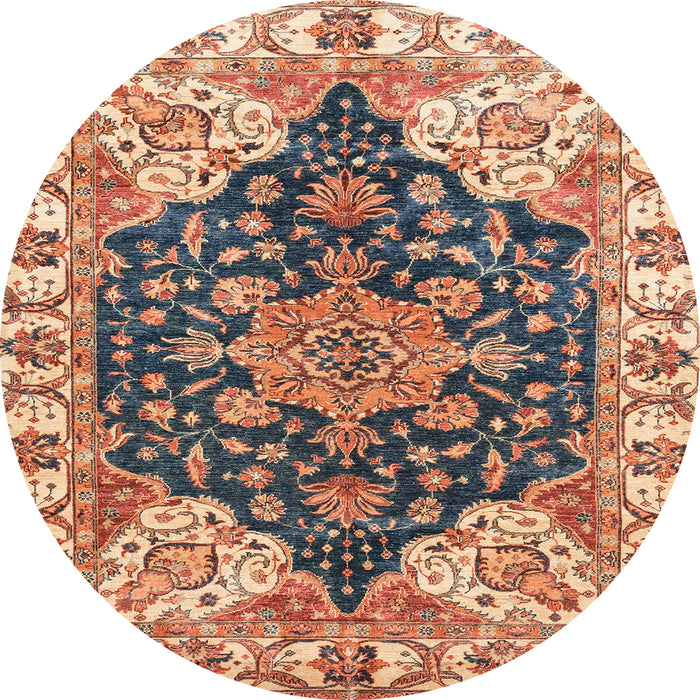 Round Machine Washable Abstract Chestnut Brown Rug, wshabs3272