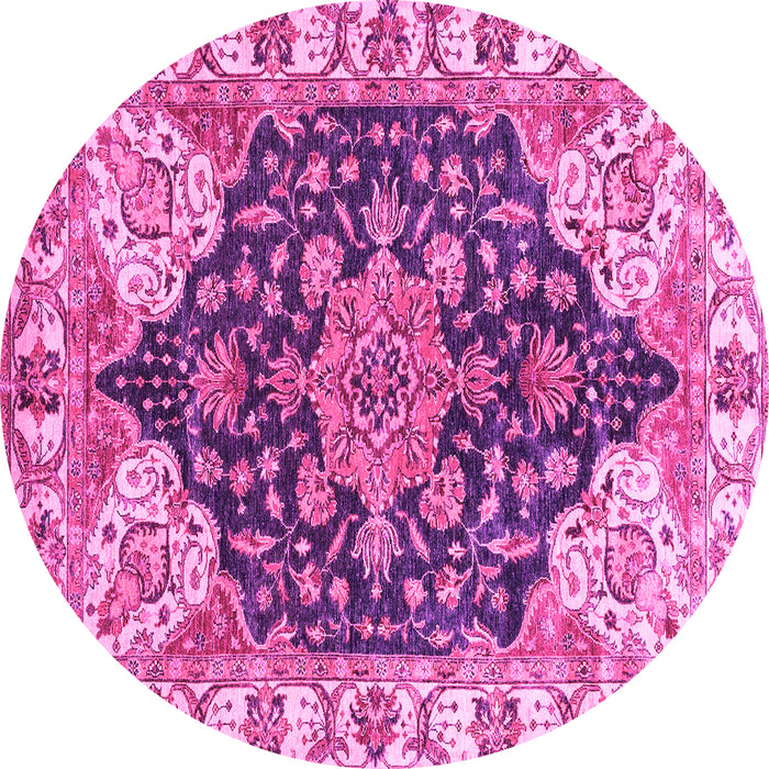 Round Geometric Pink Traditional Rug, abs3272pnk