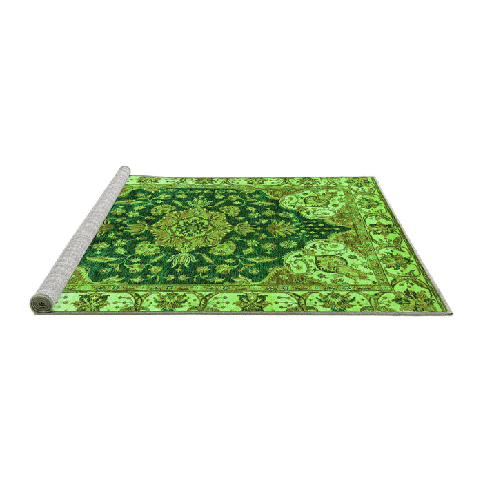 Sideview of Machine Washable Geometric Green Traditional Area Rugs, wshabs3272grn