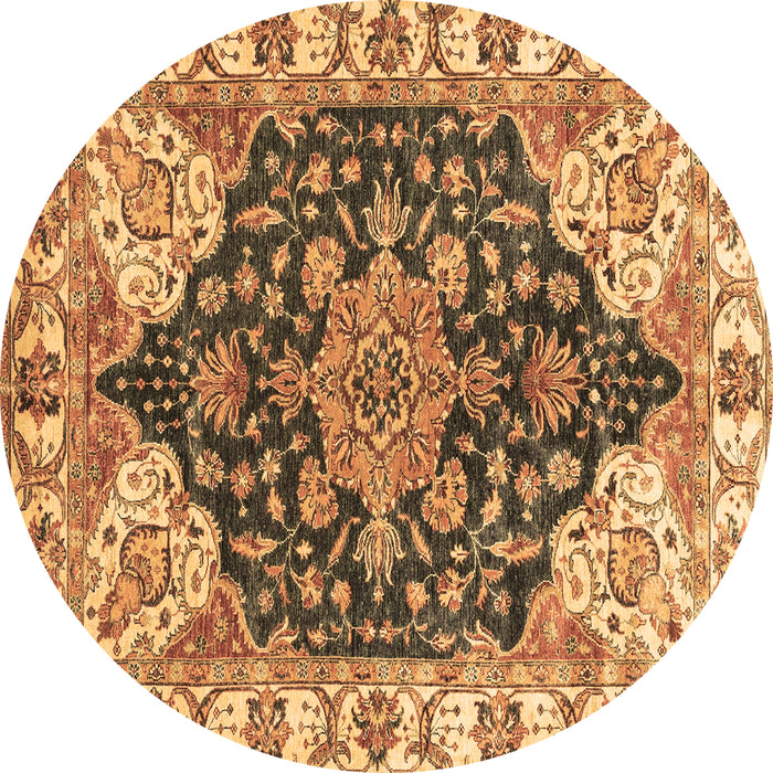 Round Machine Washable Geometric Brown Traditional Rug, wshabs3272brn