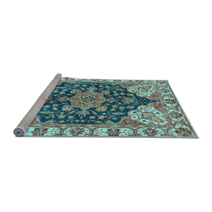 Sideview of Machine Washable Geometric Light Blue Traditional Rug, wshabs3272lblu