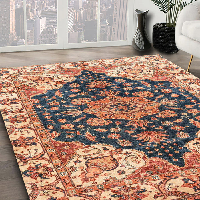 Machine Washable Abstract Chestnut Brown Rug in a Family Room, wshabs3272
