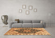 Machine Washable Geometric Brown Traditional Rug in a Living Room,, wshabs3272brn