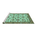 Sideview of Machine Washable Abstract Turquoise Modern Area Rugs, wshabs3273turq