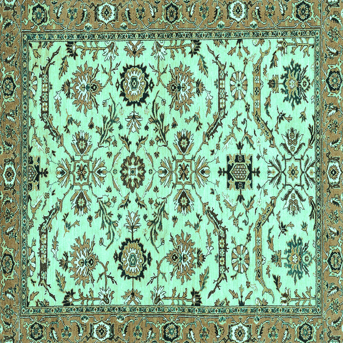 Square Machine Washable Abstract Turquoise Modern Area Rugs, wshabs3273turq