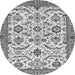 Round Machine Washable Abstract Gray Modern Rug, wshabs3273gry