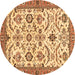 Round Machine Washable Abstract Brown Modern Rug, wshabs3273brn