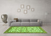 Machine Washable Abstract Green Modern Area Rugs in a Living Room,, wshabs3273grn