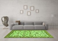 Machine Washable Abstract Green Modern Rug, wshabs3273grn