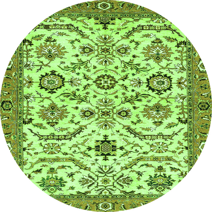 Round Machine Washable Abstract Green Modern Area Rugs, wshabs3273grn