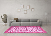 Machine Washable Abstract Pink Modern Rug, wshabs3273pnk