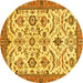 Round Abstract Yellow Modern Rug, abs3273yw