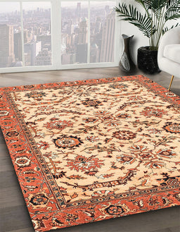 Machine Washable Abstract Yellow Rug in a Family Room, wshabs3273