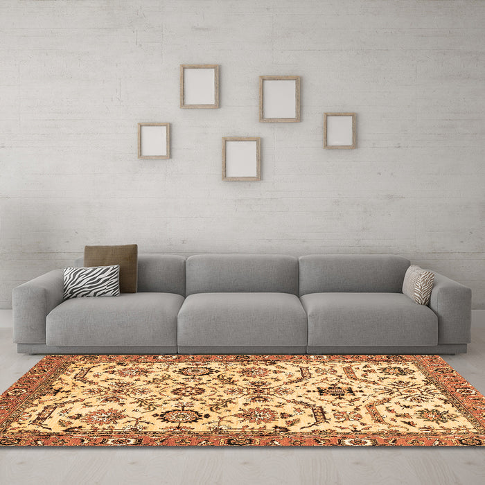 Machine Washable Abstract Brown Modern Rug in a Living Room,, wshabs3273brn