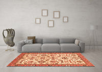 Machine Washable Abstract Orange Modern Rug, wshabs3273org