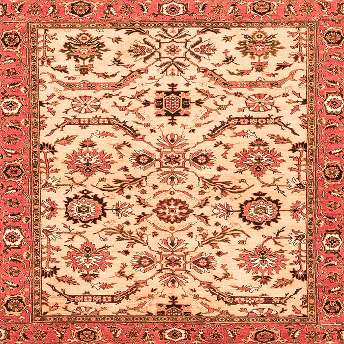 Square Machine Washable Abstract Orange Modern Area Rugs, wshabs3273org