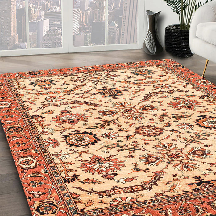 Abstract Yellow Modern Rug in Family Room, abs3273