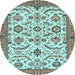 Round Machine Washable Abstract Light Blue Modern Rug, wshabs3273lblu