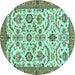 Round Abstract Turquoise Modern Rug, abs3273turq