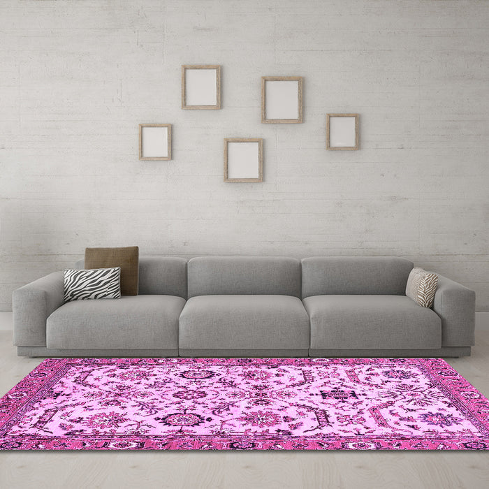 Machine Washable Abstract Purple Modern Area Rugs in a Living Room, wshabs3273pur