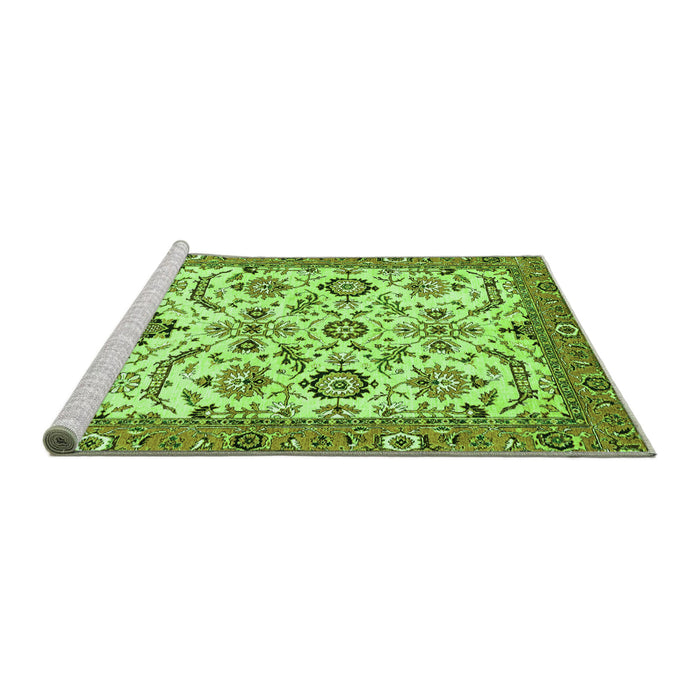 Sideview of Machine Washable Abstract Green Modern Area Rugs, wshabs3273grn