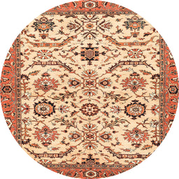 Round Machine Washable Abstract Yellow Rug, wshabs3273