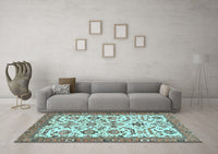 Machine Washable Abstract Light Blue Modern Rug, wshabs3273lblu