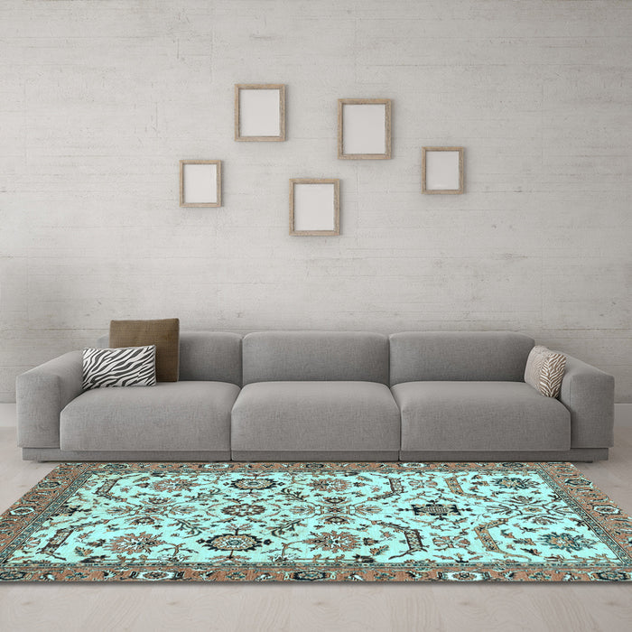 Machine Washable Abstract Light Blue Modern Rug in a Living Room, wshabs3273lblu