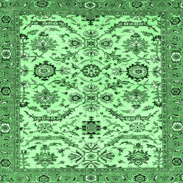 Square Machine Washable Abstract Emerald Green Modern Area Rugs, wshabs3273emgrn