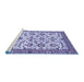 Sideview of Machine Washable Abstract Blue Modern Rug, wshabs3273blu