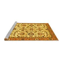 Sideview of Machine Washable Abstract Yellow Modern Rug, wshabs3273yw