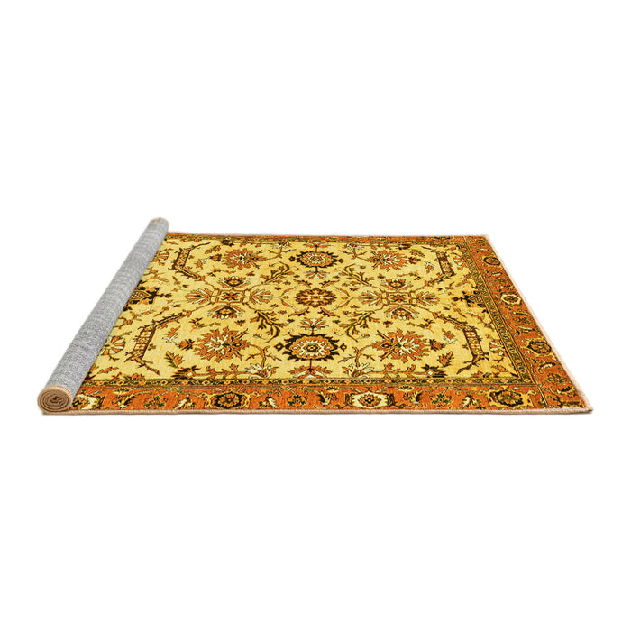 Sideview of Machine Washable Abstract Yellow Modern Rug, wshabs3273yw