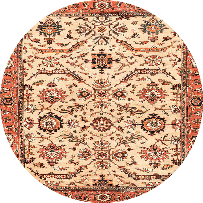 Round Abstract Yellow Modern Rug, abs3273