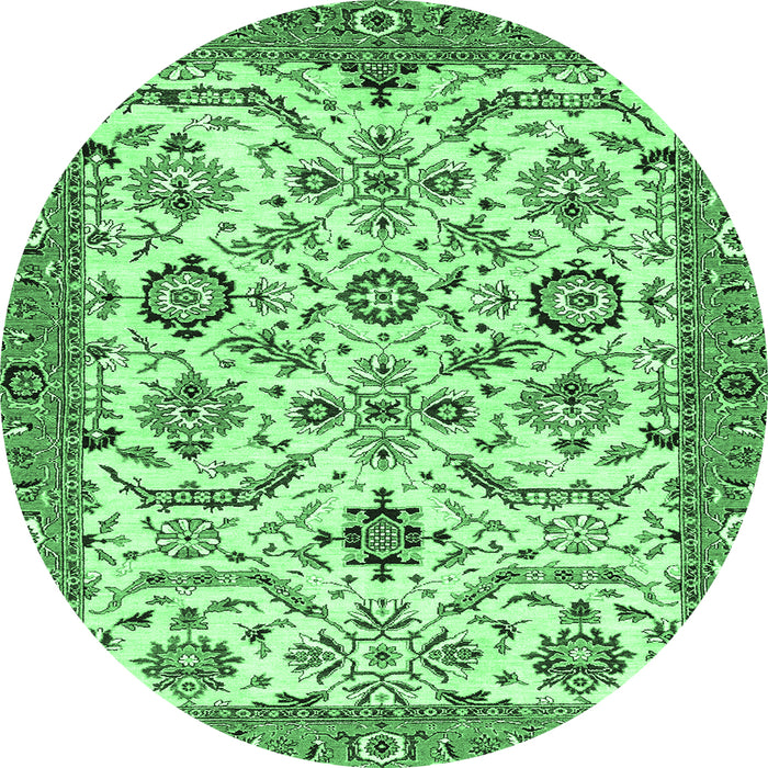 Round Abstract Emerald Green Modern Rug, abs3273emgrn
