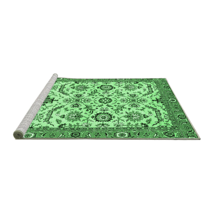 Sideview of Machine Washable Abstract Emerald Green Modern Area Rugs, wshabs3273emgrn