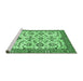 Sideview of Machine Washable Abstract Emerald Green Modern Area Rugs, wshabs3273emgrn