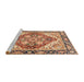 Sideview of Machine Washable Abstract Brown Red Rug, wshabs3274