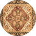 Round Persian Brown Traditional Rug, abs3274brn