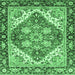 Square Machine Washable Persian Emerald Green Traditional Area Rugs, wshabs3274emgrn